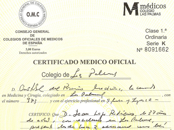 Certificado Médico Oficial